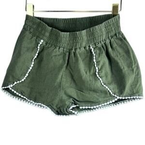 Love Tree Green Festival Linen Shorts Small